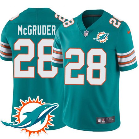 Dolphins #28 Michael McGruder Additional Chest Dolphin Patch Aqua Jersey