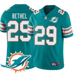 Dolphins #29 Justin Bethel Additional Chest Dolphin Patch Aqua Jersey
