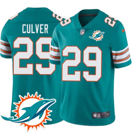 Dolphins #29 Tyrone Culver Additional Chest Dolphin Patch Aqua Jersey