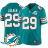 Dolphins #29 Tyrone Culver Additional Chest Dolphin Patch Aqua Jersey