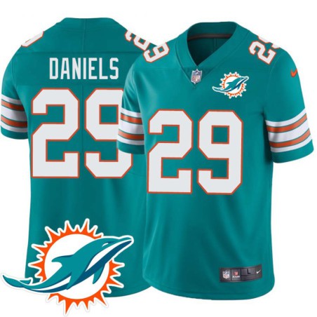 Dolphins #29 Travis Daniels Additional Chest Dolphin Patch Aqua Jersey