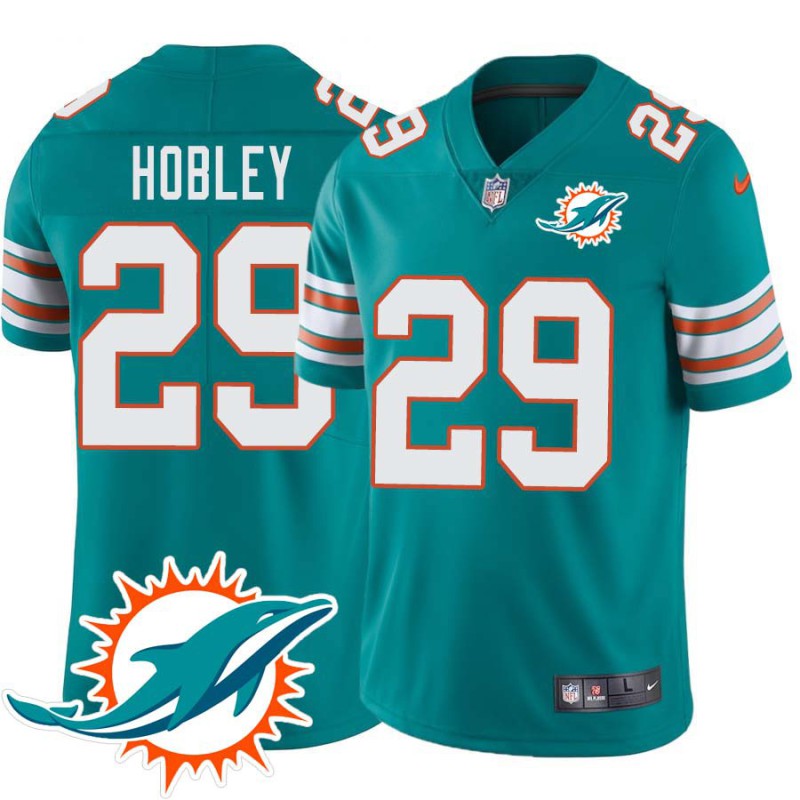 Dolphins #29 Liffort Hobley Additional Chest Dolphin Patch Aqua Jersey