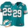 Dolphins #29 Liffort Hobley Additional Chest Dolphin Patch Aqua Jersey