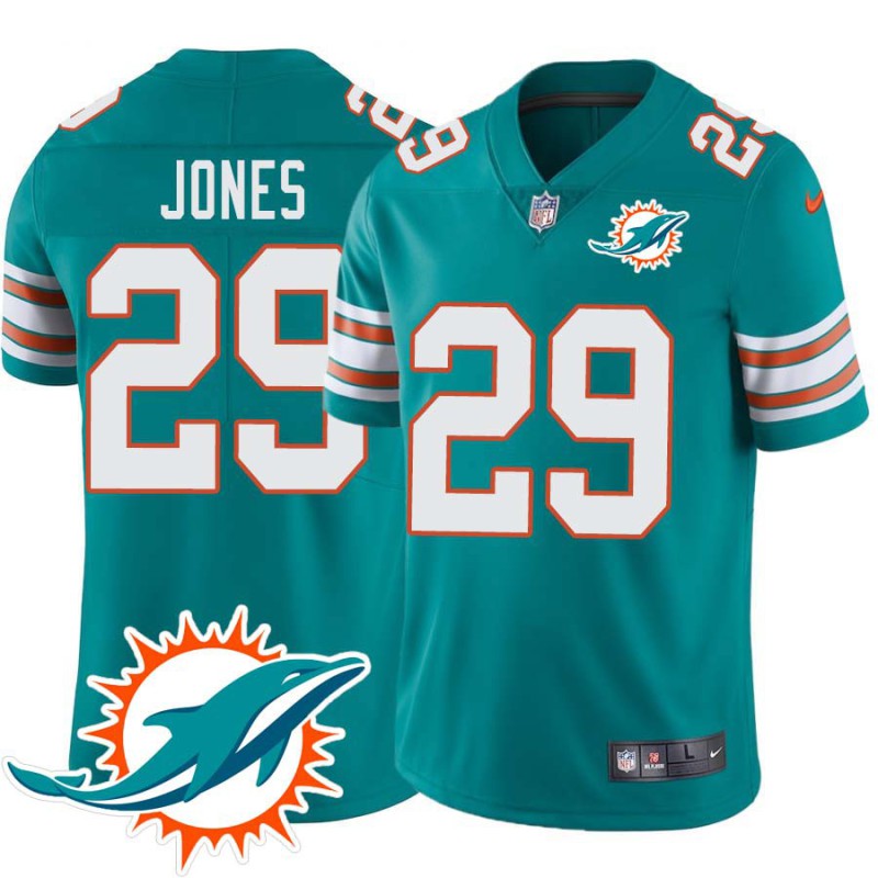 Dolphins #29 Brandon Jones Additional Chest Dolphin Patch Aqua Jersey