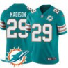 Dolphins #29 Sam Madison Additional Chest Dolphin Patch Aqua Jersey