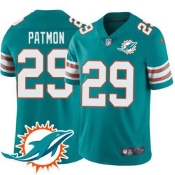 Dolphins #29 Tyler Patmon Additional Chest Dolphin Patch Aqua Jersey