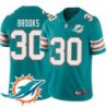 Dolphins #30 Nate Brooks Additional Chest Dolphin Patch Aqua Jersey