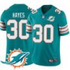 Dolphins #30 Tae Hayes Additional Chest Dolphin Patch Aqua Jersey