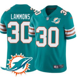 Dolphins #30 Chris Lammons Additional Chest Dolphin Patch Aqua Jersey