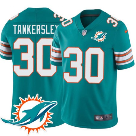 Dolphins #30 Cordrea Tankersley Additional Chest Dolphin Patch Aqua Jersey