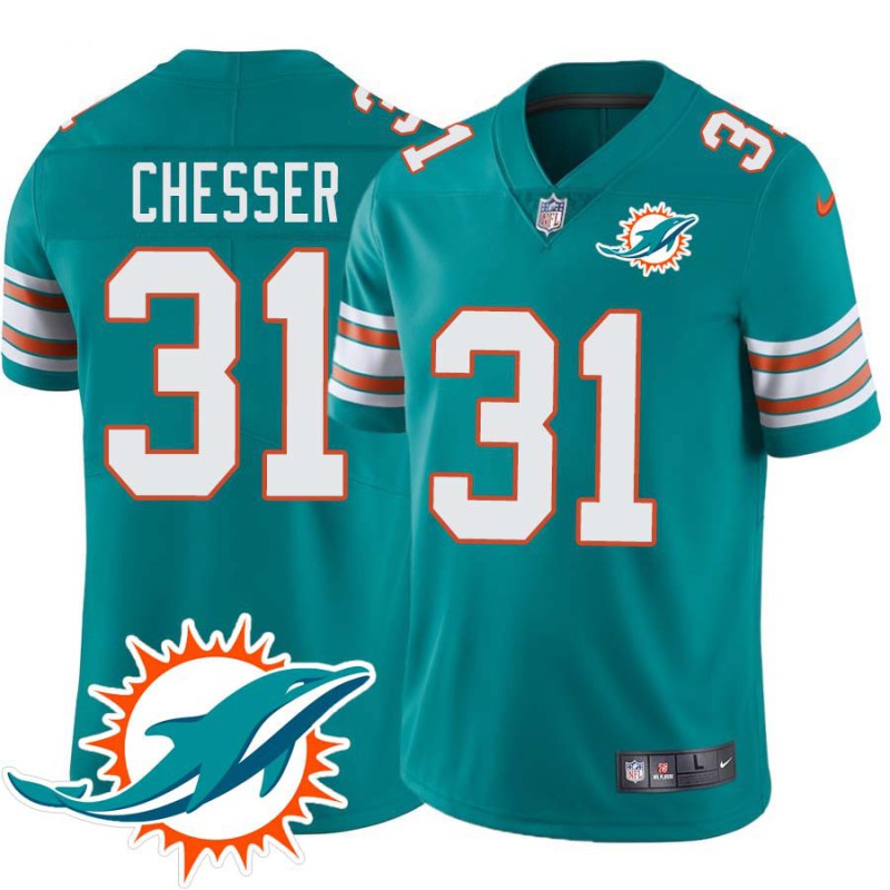 Dolphins #31 George Chesser Additional Chest Dolphin Patch Aqua Jersey