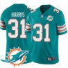 Dolphins #31 Al Harris Additional Chest Dolphin Patch Aqua Jersey