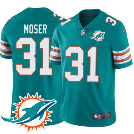 Dolphins #31 Rick Moser Additional Chest Dolphin Patch Aqua Jersey