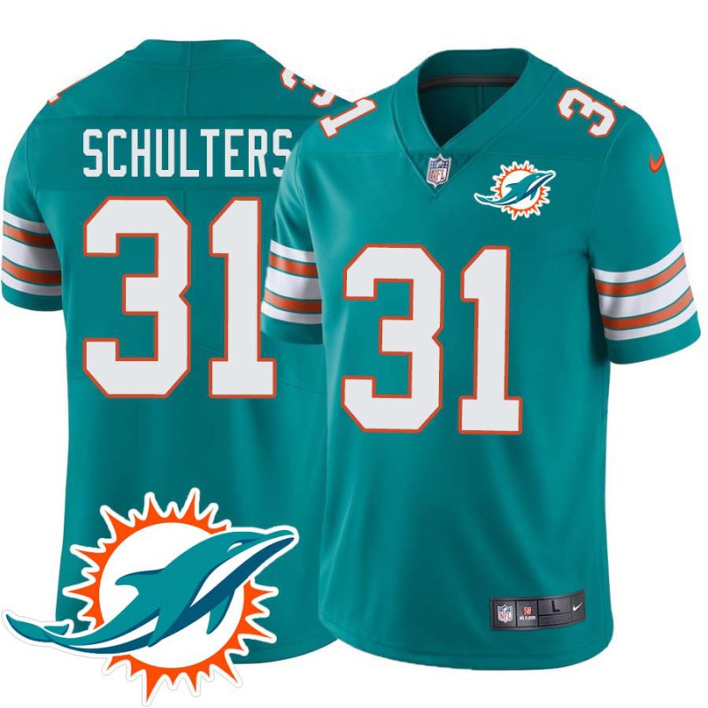 Dolphins #31 Lance Schulters Additional Chest Dolphin Patch Aqua Jersey