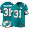 Dolphins #31 Lance Schulters Additional Chest Dolphin Patch Aqua Jersey