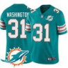 Dolphins #31 DeAndre Washington Additional Chest Dolphin Patch Aqua Jersey