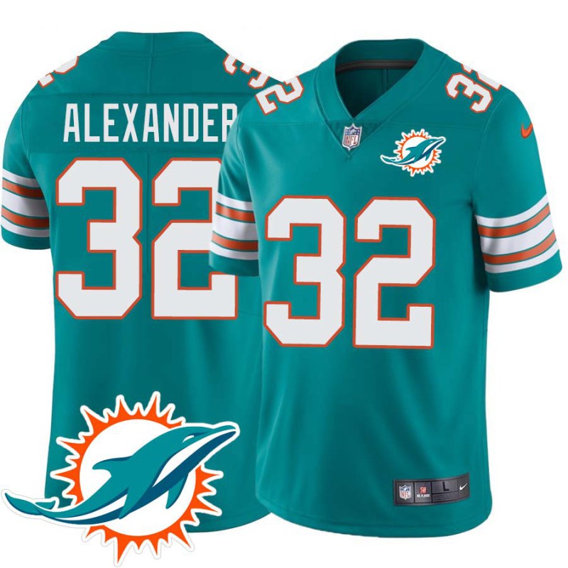 Dolphins #32 Bruce Alexander Additional Chest Dolphin Patch Aqua Jersey