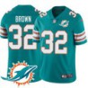 Dolphins #32 Donald Brown Additional Chest Dolphin Patch Aqua Jersey