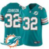 Dolphins #32 J.J. Johnson Additional Chest Dolphin Patch Aqua Jersey