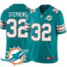 Dolphins #32 Linden Stephens Additional Chest Dolphin Patch Aqua Jersey