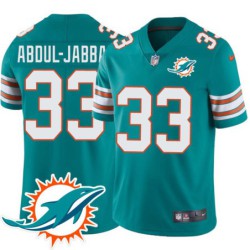 Dolphins #33 Karim Abdul-Jabbar Additional Chest Dolphin Patch Aqua Jersey