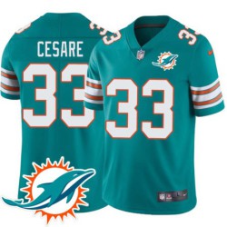 Dolphins #33 William Cesare Additional Chest Dolphin Patch Aqua Jersey