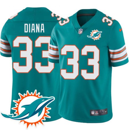 Dolphins #33 Rich Diana Additional Chest Dolphin Patch Aqua Jersey