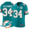 Dolphins #34 Mackensie Alexander Additional Chest Dolphin Patch Aqua Jersey