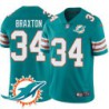 Dolphins #34 Jim Braxton Additional Chest Dolphin Patch Aqua Jersey