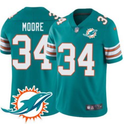 Dolphins #34 Ronald Moore Additional Chest Dolphin Patch Aqua Jersey
