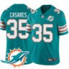 Dolphins #35 Rick Casares Additional Chest Dolphin Patch Aqua Jersey