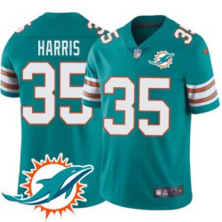 Dolphins #35 Tuff Harris Additional Chest Dolphin Patch Aqua Jersey