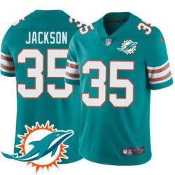 Dolphins #35 Eddie Jackson Additional Chest Dolphin Patch Aqua Jersey