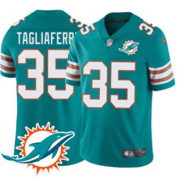 Dolphins #35 John Tagliaferri Additional Chest Dolphin Patch Aqua Jersey