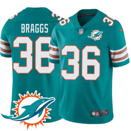 Dolphins #36 Stephen Braggs Additional Chest Dolphin Patch Aqua Jersey