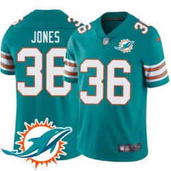 Dolphins #36 Don Jones Additional Chest Dolphin Patch Aqua Jersey