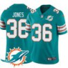 Dolphins #36 Don Jones Additional Chest Dolphin Patch Aqua Jersey