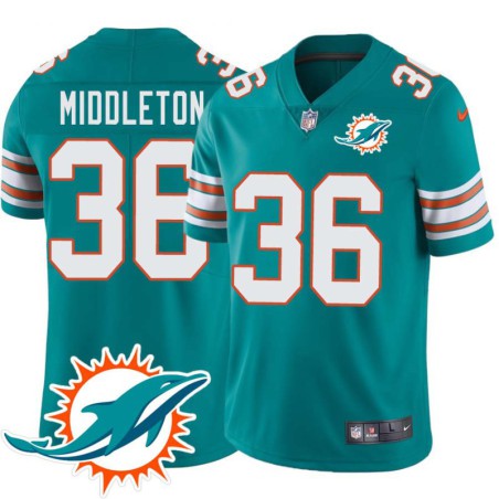 Dolphins #36 Doug Middleton Additional Chest Dolphin Patch Aqua Jersey