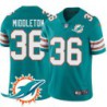 Dolphins #36 Doug Middleton Additional Chest Dolphin Patch Aqua Jersey