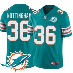 Dolphins #36 Don Nottingham Additional Chest Dolphin Patch Aqua Jersey