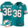 Dolphins #36 Don Nottingham Additional Chest Dolphin Patch Aqua Jersey