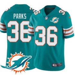 Dolphins #36 Will Parks Additional Chest Dolphin Patch Aqua Jersey