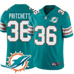 Dolphins #36 Stanley Pritchett Additional Chest Dolphin Patch Aqua Jersey