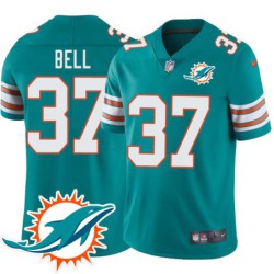 Dolphins #37 Yeremiah Bell Additional Chest Dolphin Patch Aqua Jersey