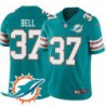 Dolphins #37 Yeremiah Bell Additional Chest Dolphin Patch Aqua Jersey