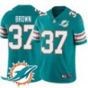 Dolphins #37 J.B. Brown Additional Chest Dolphin Patch Aqua Jersey