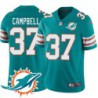 Dolphins #37 D.J. Campbell Additional Chest Dolphin Patch Aqua Jersey