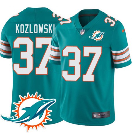 Dolphins #37 Mike Kozlowski Additional Chest Dolphin Patch Aqua Jersey