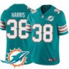 Dolphins #38 Leroy Harris Additional Chest Dolphin Patch Aqua Jersey