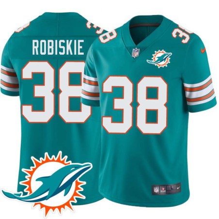 Dolphins #38 Terry Robiskie Additional Chest Dolphin Patch Aqua Jersey